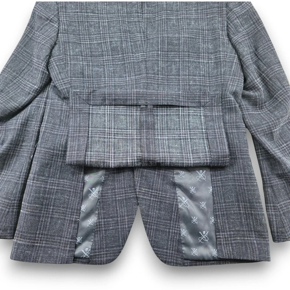John Varvatos USA Mens Blazer 38R Blue Plaid Wool Linen Sport Coat Bond-JF